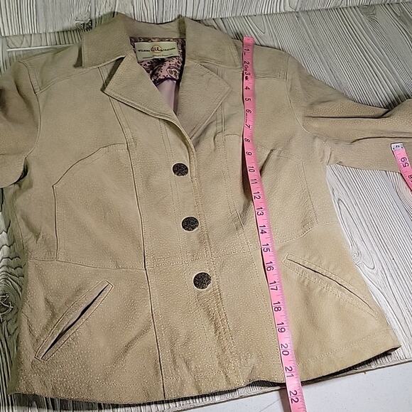 Wilsons Vintage Leather Blazer Button Up Lined Jacket Khaki Tan Womens Small - Picture 6 of 11